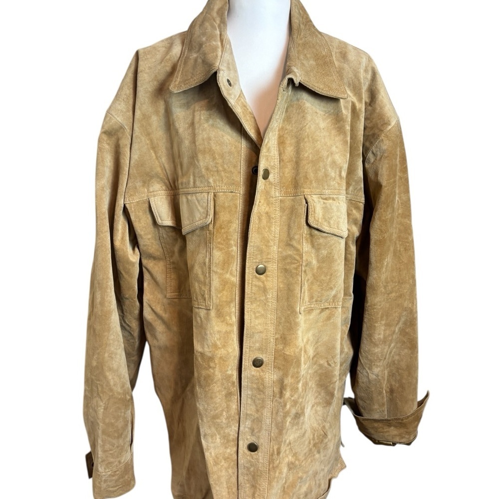 Vintage Light Brown Suede Perfectly Broken In Button Up Fits Oversized